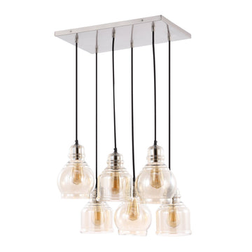 Sydney 18.88" Bohemian Farmhouse Iron/Glass Cluster LED Pendant - JONATHAN Y